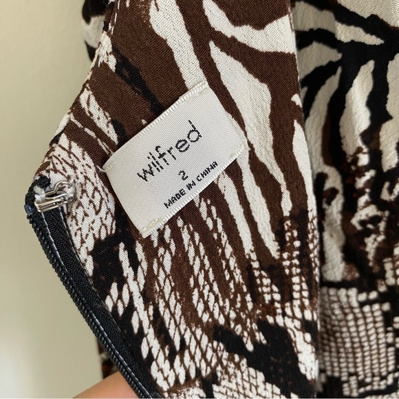 NWOT Aritzia Wilfred Veda Animal Snake Zebra Print Ruched Open Back Mini Dress 2 - Picture 5 of 6